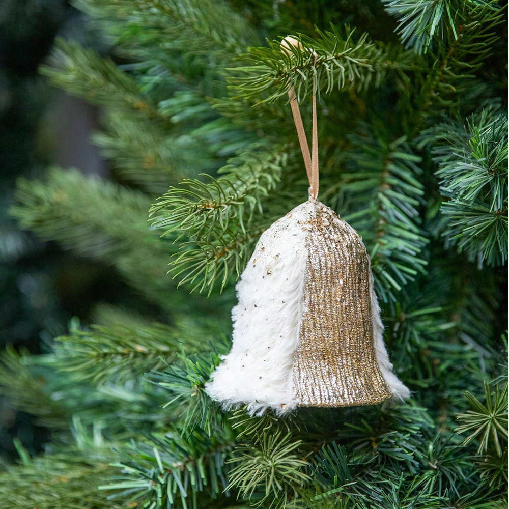 Shatchi Gold Santa Bell Hanging Christmas Decoration 3 Pack Image 2