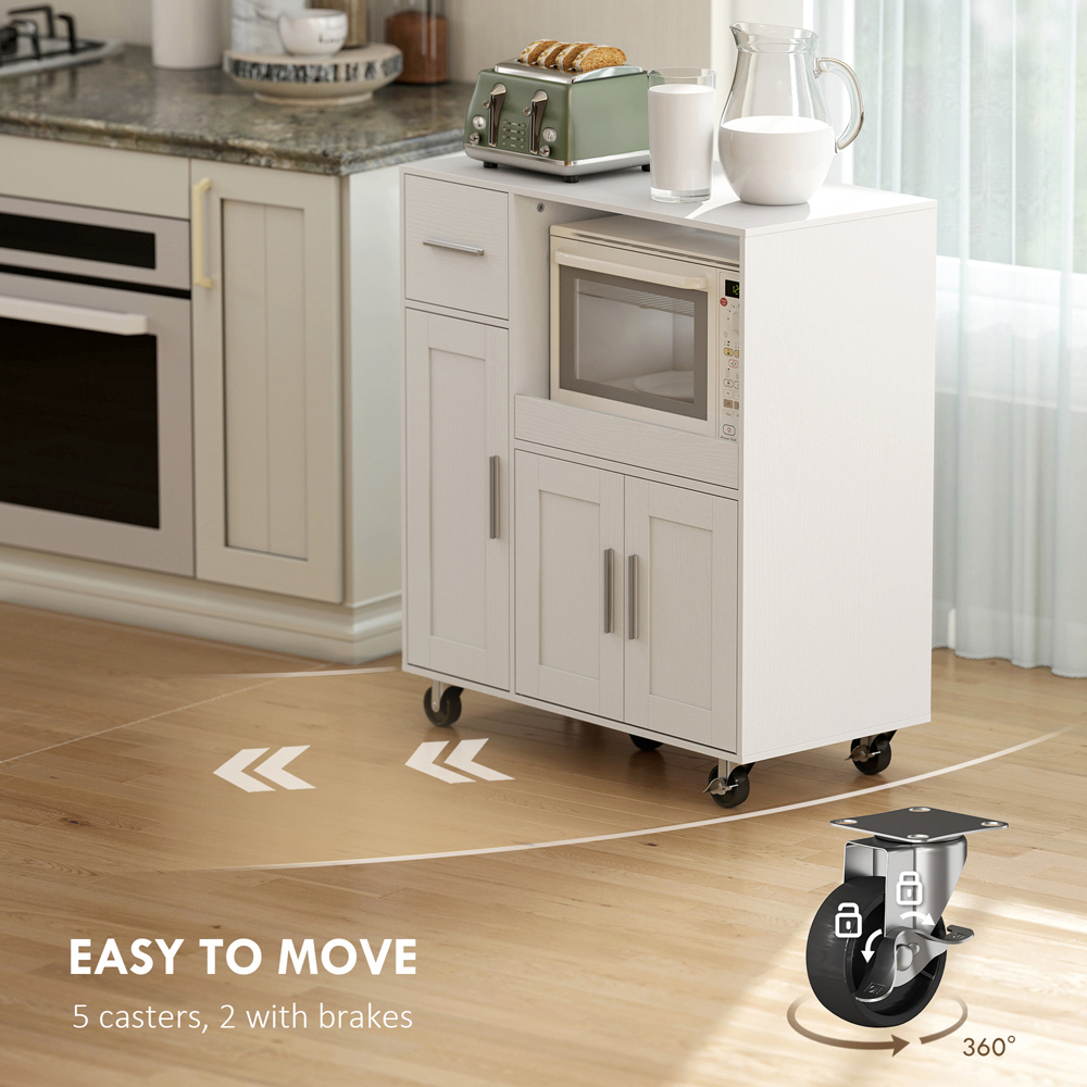 HOMCOM 3 Door Single Drawer Rolling Kitchen Cart Image 7