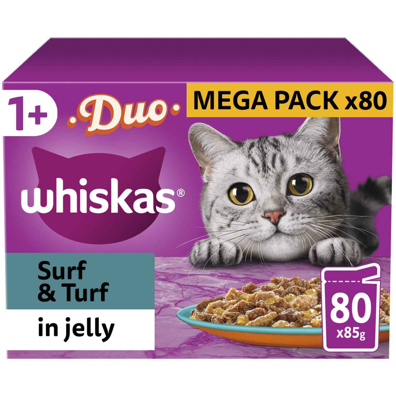 Whiskas Duo Surf and Turf Jelly Cat Food 85g - Brown Image 1