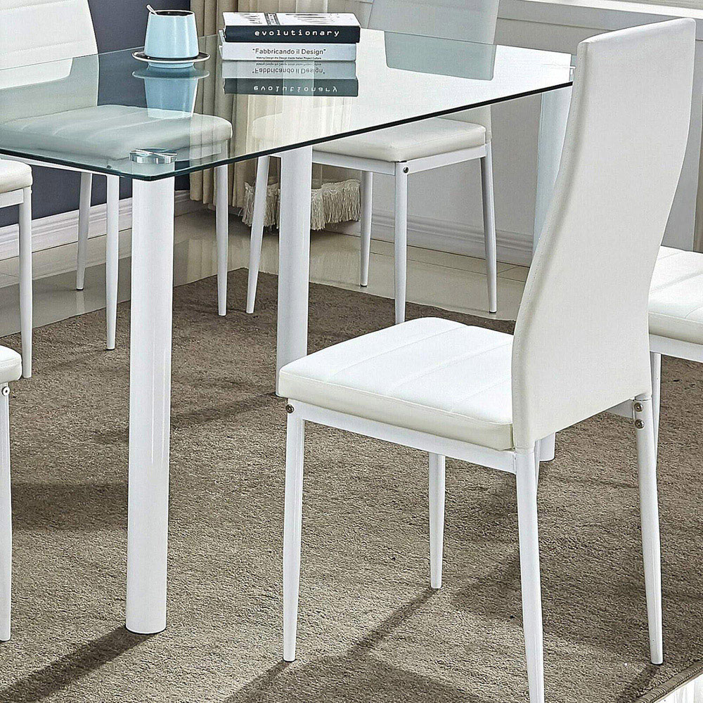 Denver Set of 6 White Faux Leather Dining Chairs Image 3