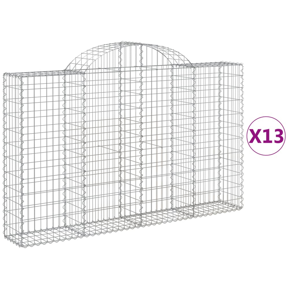 vidaXL Silver Galvanised Iron Arched Gabion Basket 200 x 30 x 120/140cm 13 Pack Image 2