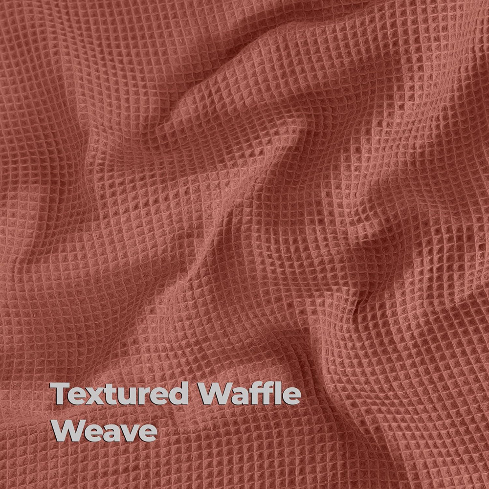 MHG Living Single Terracotta Chunky Waffle Duvet Cover Set Image 4