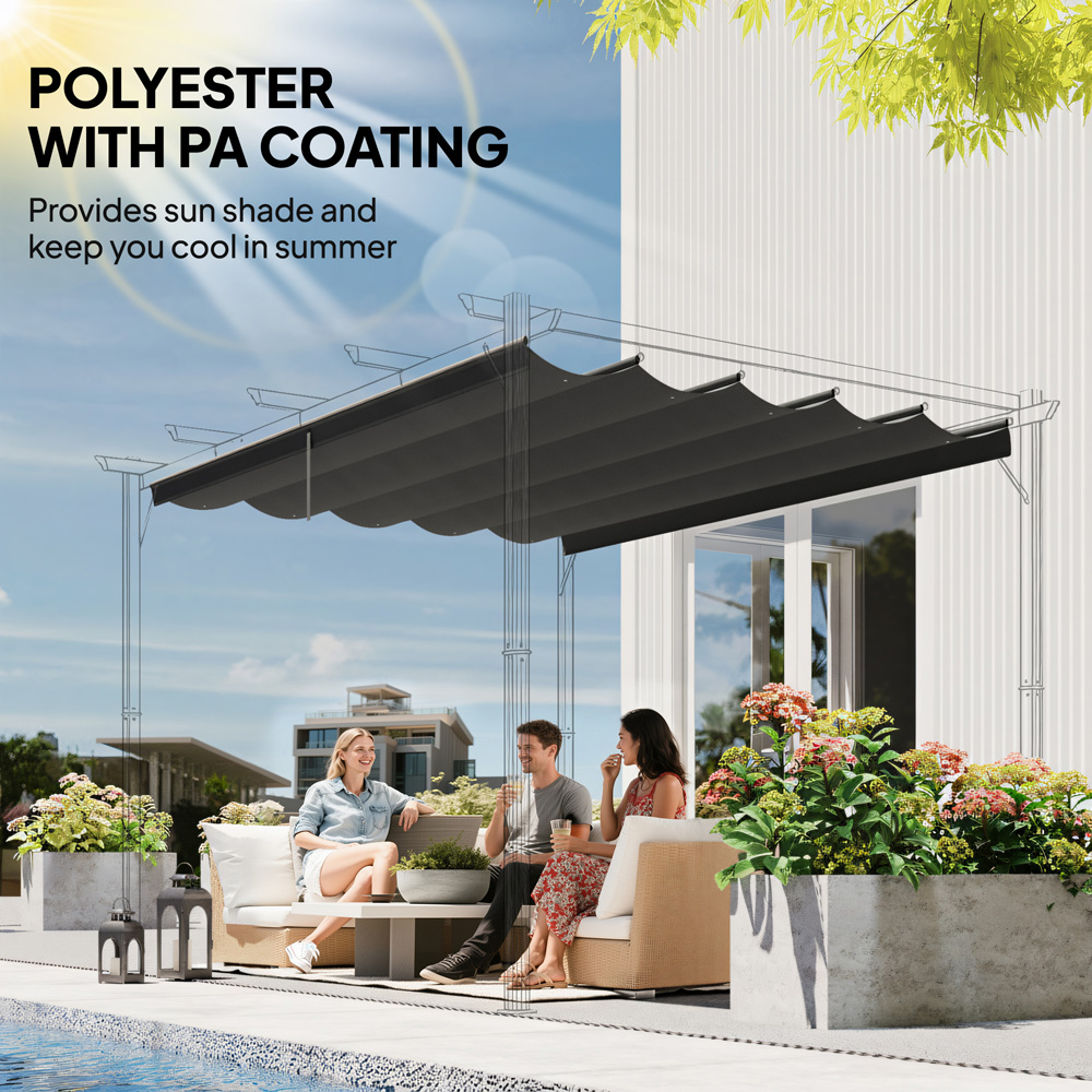 Outsunny 4 x 3m Dark Grey Retractable Pergola Cover Image 5