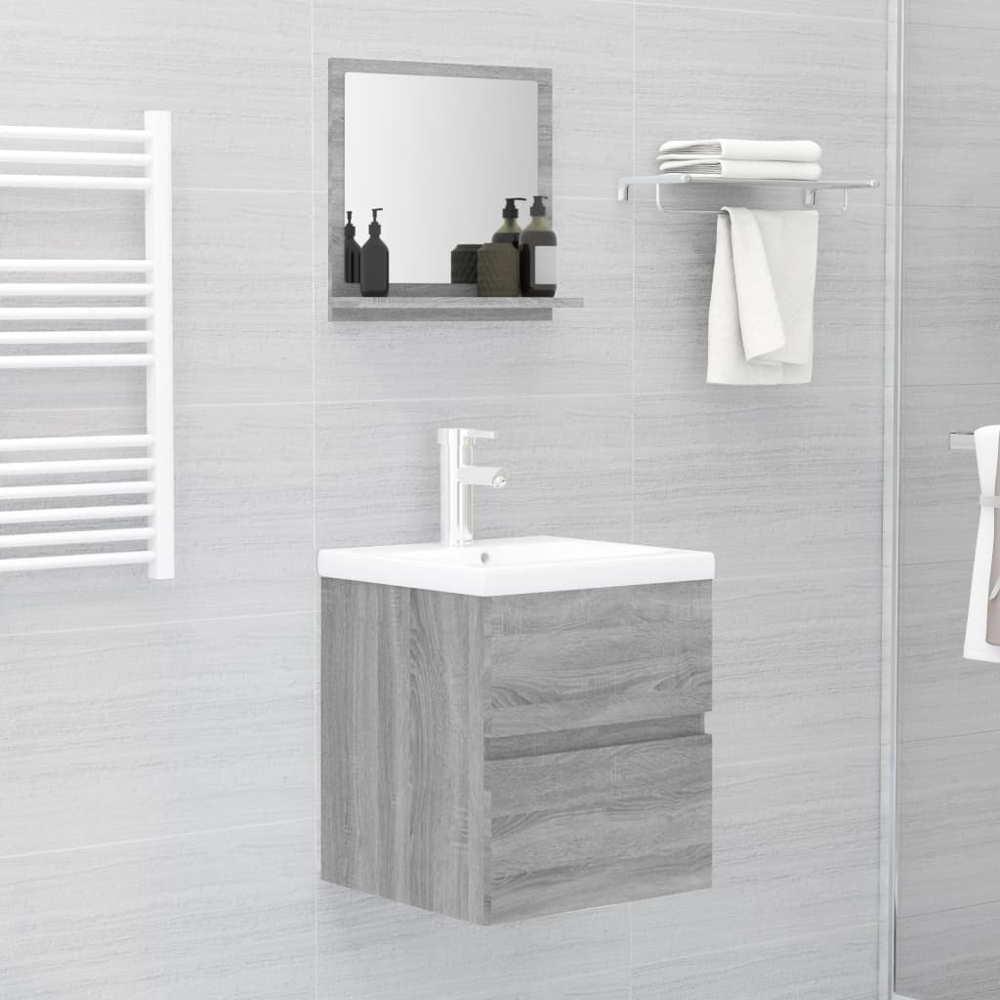 vidaXL Single Shelf Grey Sonoma Bathroom Mirror 40 x 10.5 x 37cm Image 2