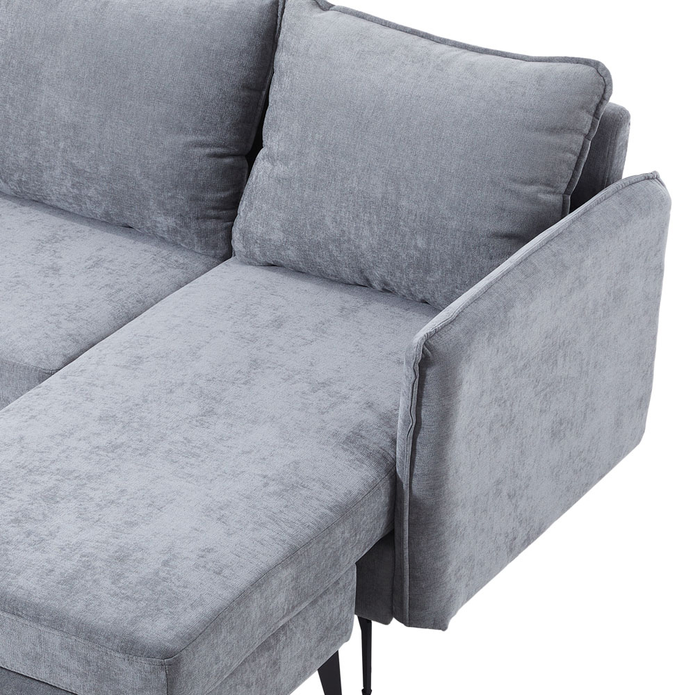 H&O Direct 3 Seater Grey Right Hand Facing Chaise Sofa Image 6