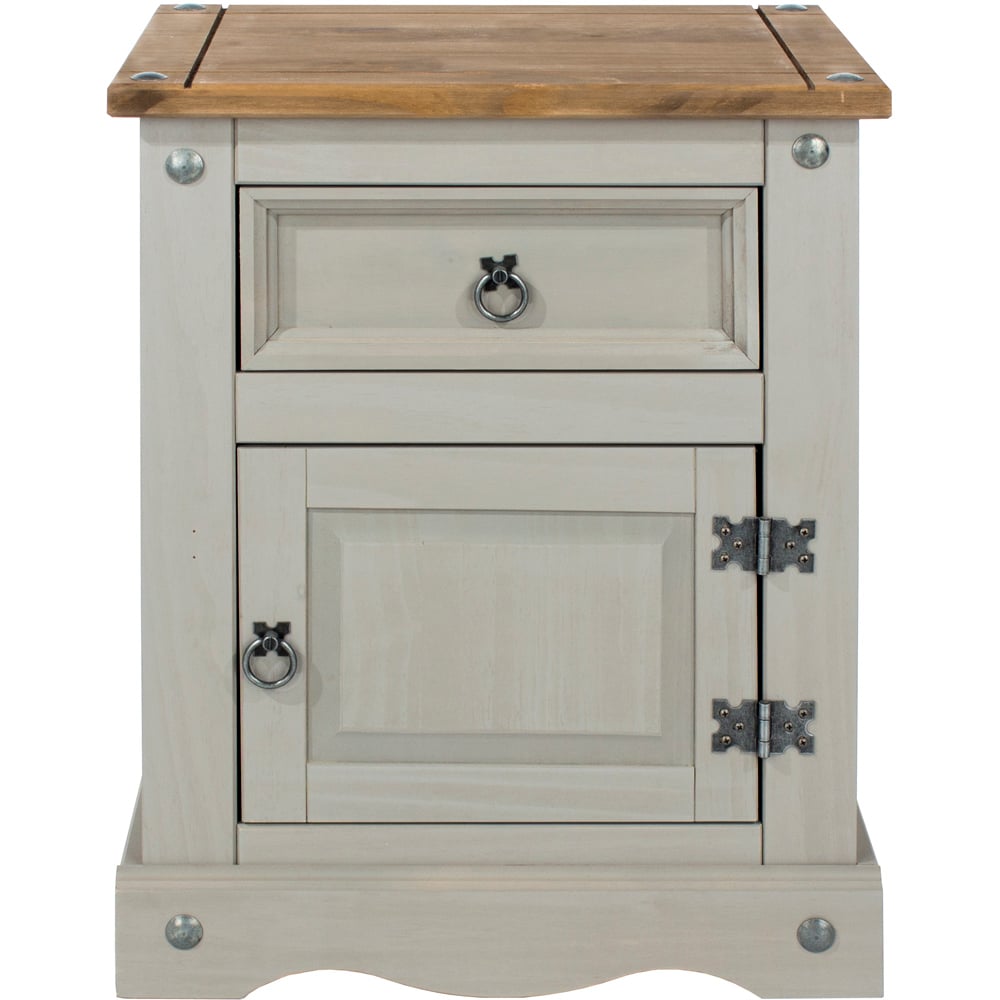 Core Products Corona Single Door Single Drawer Grey Bedside Cabinet Image 2