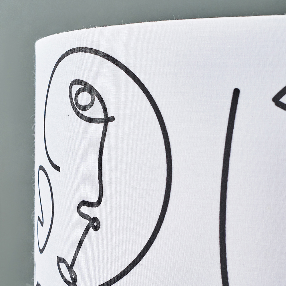 ValueLights Reni Abstract Face Fabric Ceiling Drum Lamp Shade Image 3