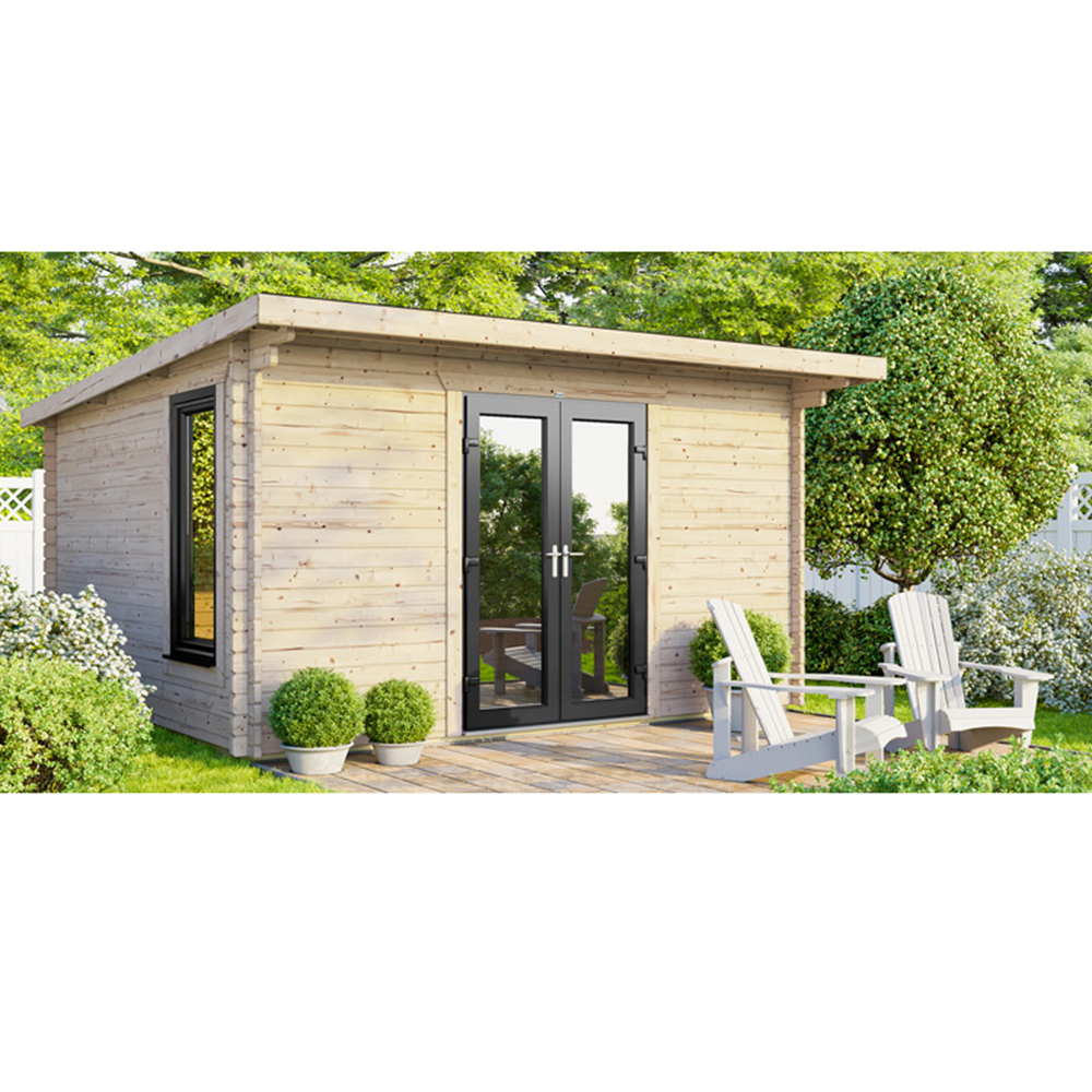 Power Sheds 14 x 10ft Centre Double Door Pent Log Cabin Image 9