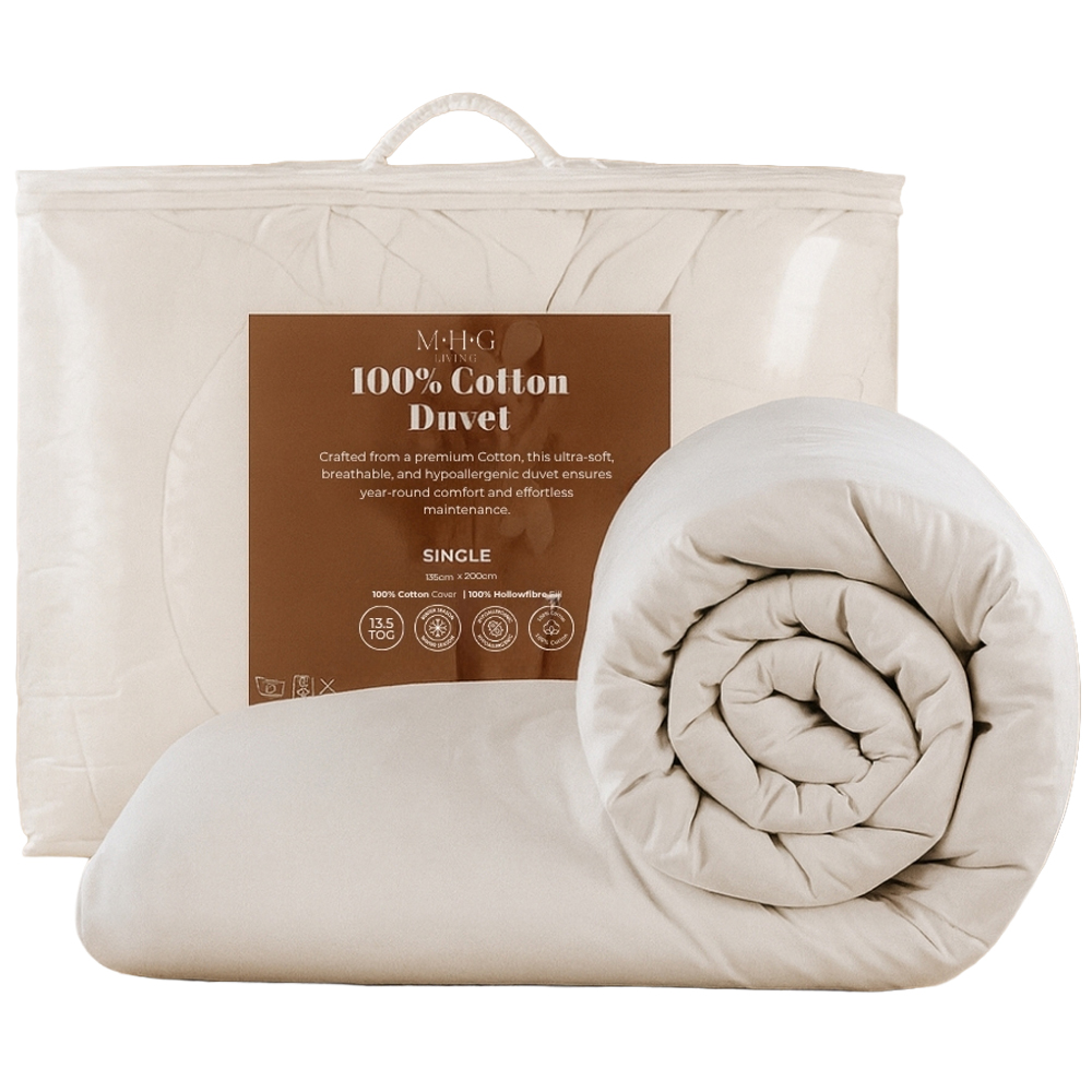 MHG Living Single White Warm Winter Cotton Duvet 13.5 Tog Image 1
