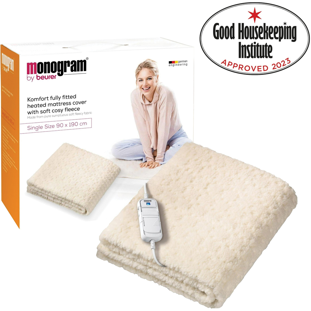 Beurer Monogram Komfort Single Cream Fleece Fitted Heated Mattress Cover with Controller Image 2