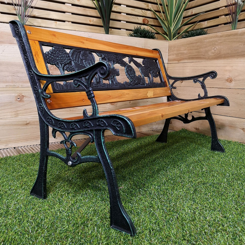 Samuel Alexander Kids 2 Seater Wooden and Cast Iron Garden Bench Image 5