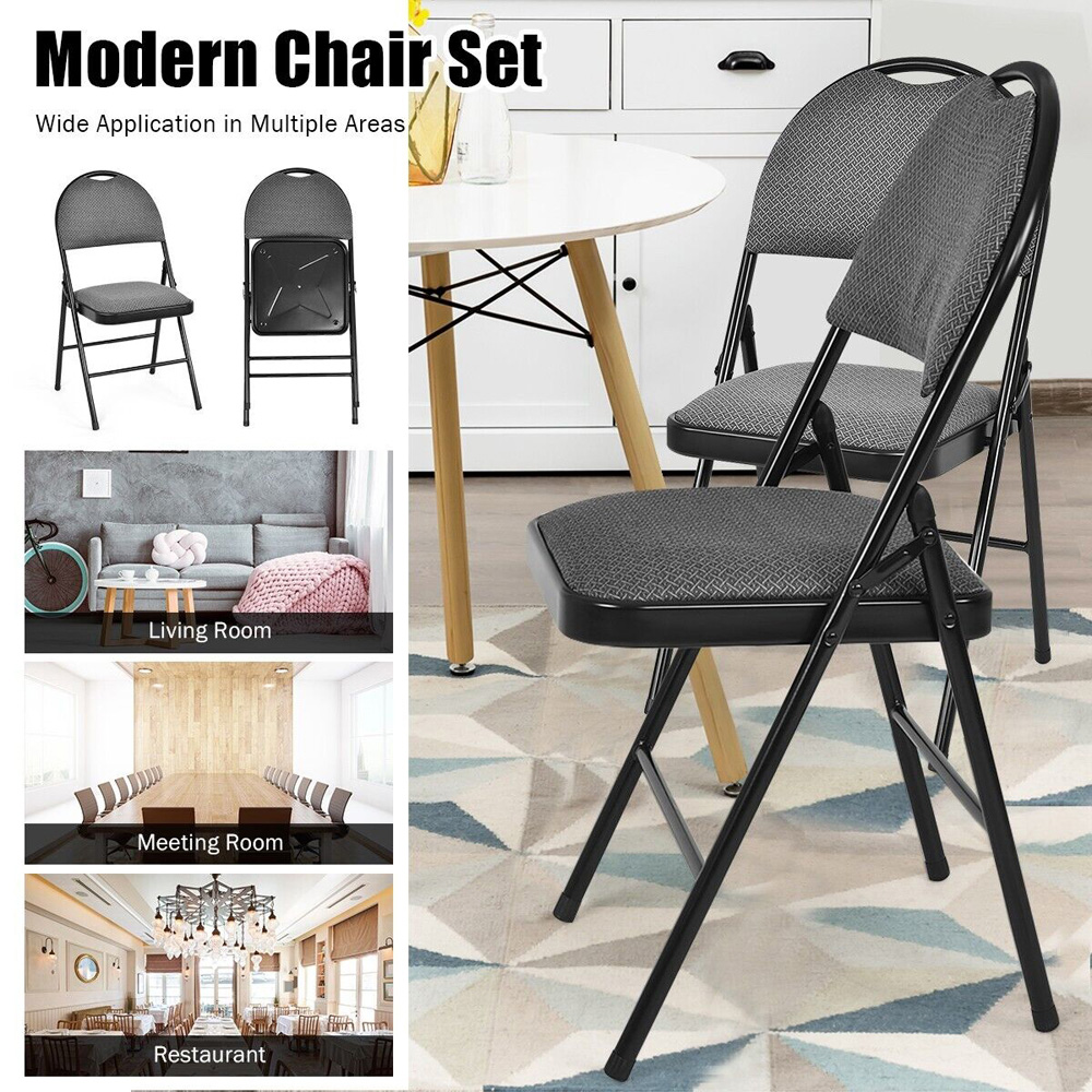 Costway Set of 6 Grey Foldable Dining Chairs Image 7