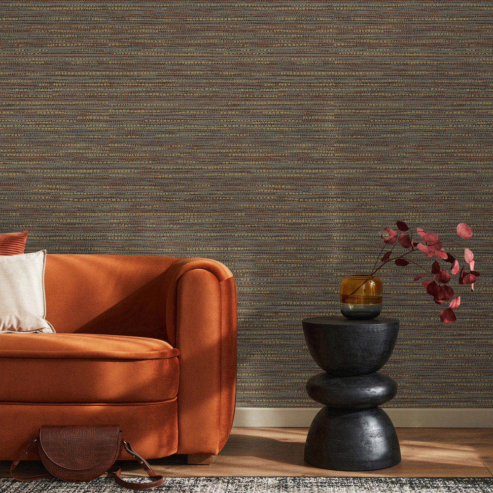 Boutique Chunky Horizontal Weave Rust Wallpaper Image 3