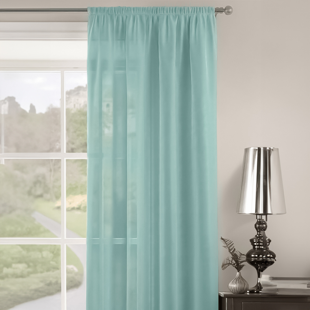 Velosso Riva Plain Duck Egg Slot Top Voile Panel Curtain 150 x 122cm Image 2