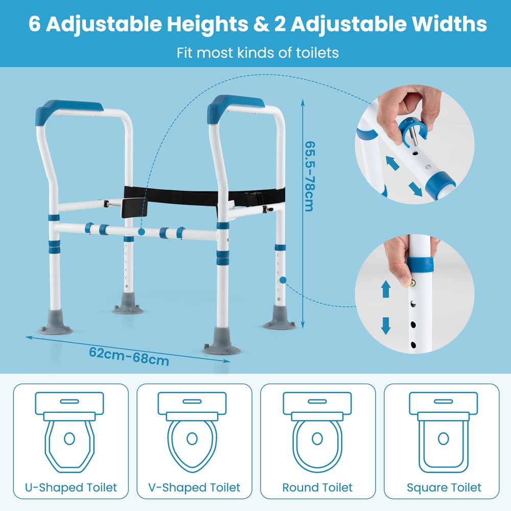 Costway Blue Stand Alone Toilet Safety Frame Image 9