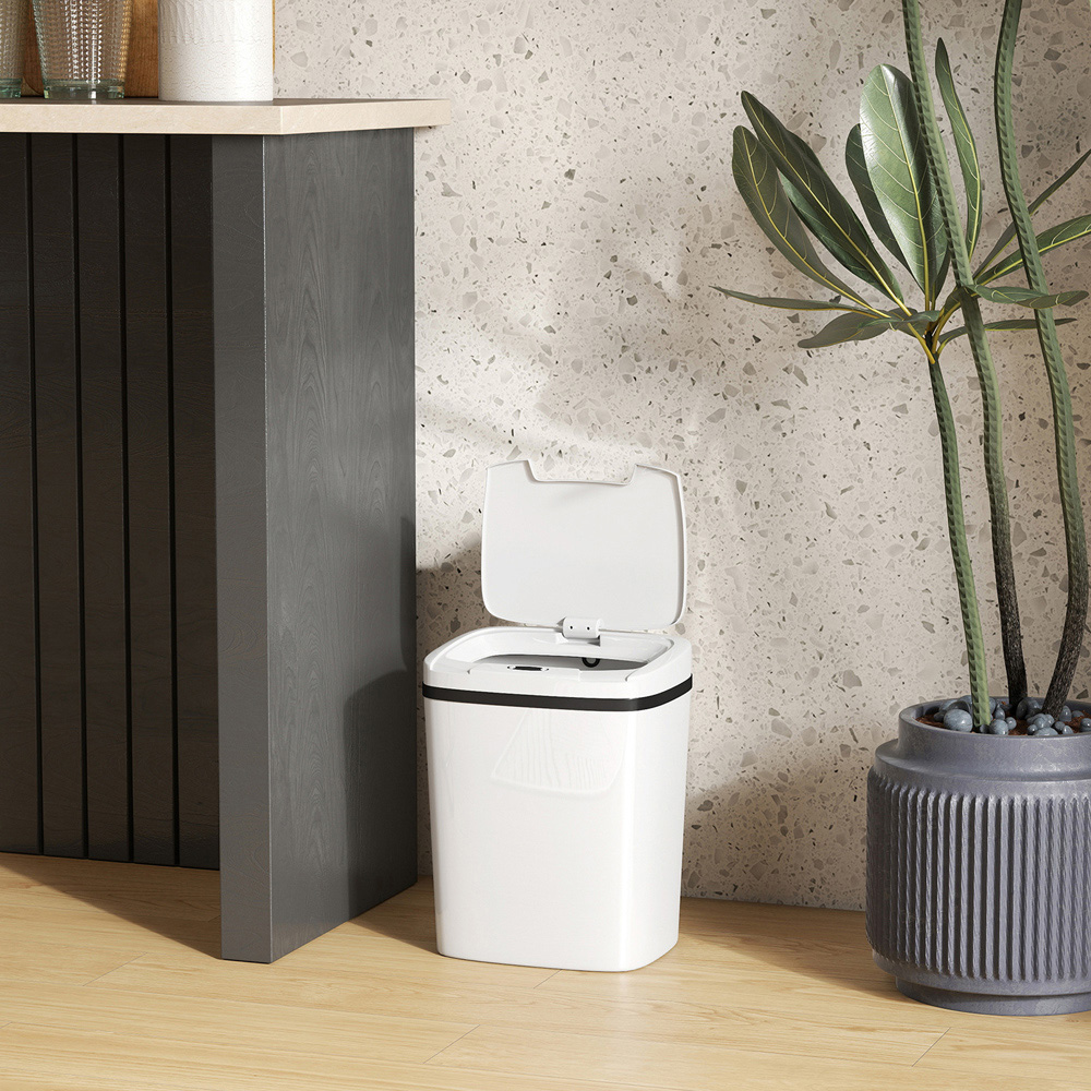 HOMCOM White Automatic Kitchen Sensor Bin 15L Image 8
