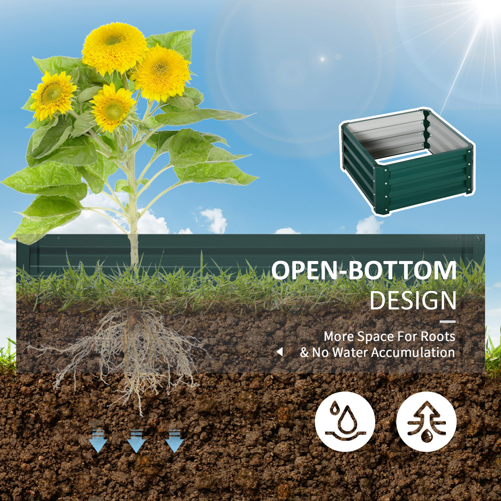 Outsunny Green Raised Garden Bed Galvanised Planter Box Set of 2 Image 6