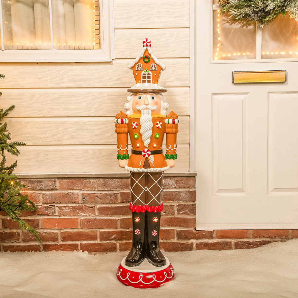 The Christmas Centre Brown Gingerbread LED Lights Nutcracker 4ft Image 2