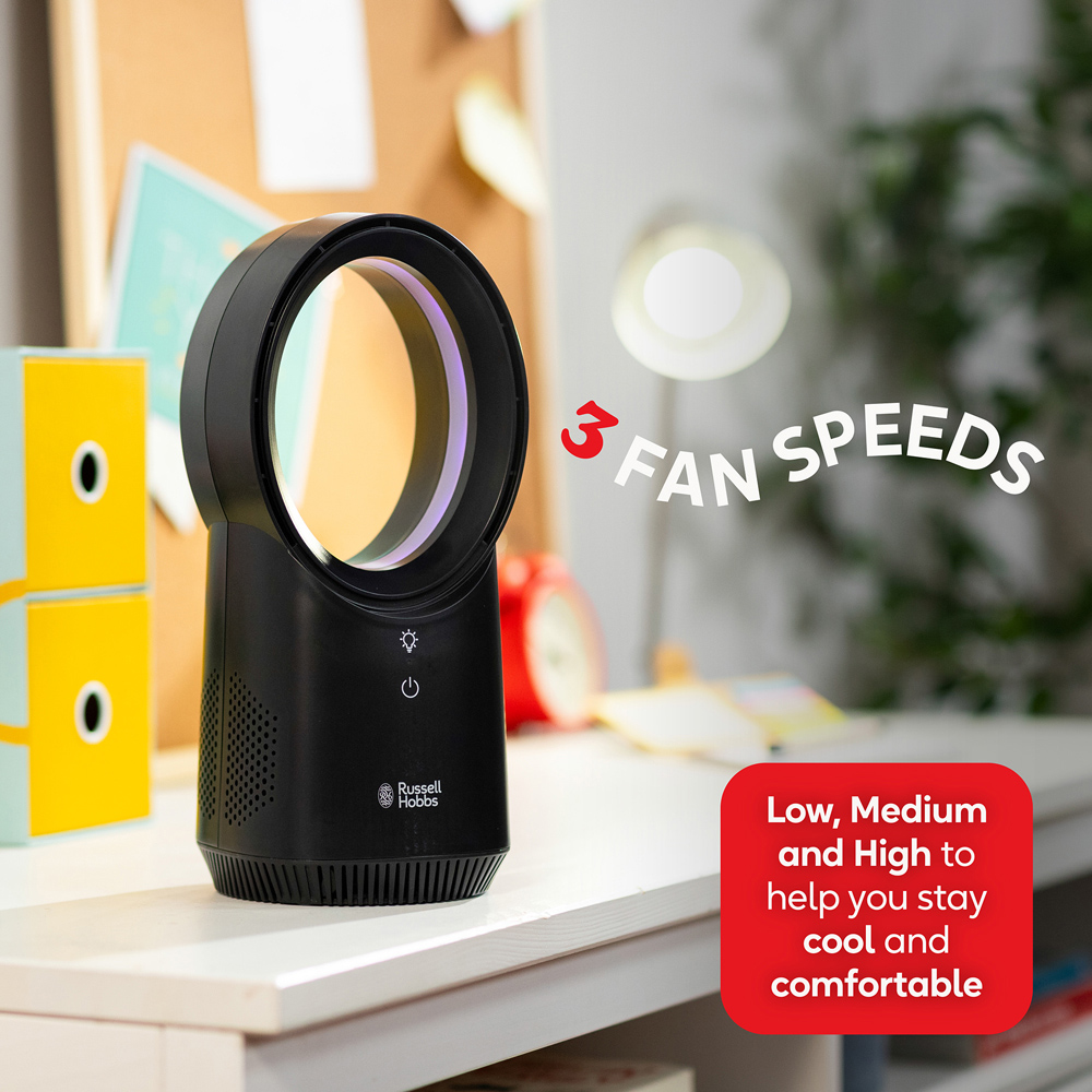 Russell Hobbs Black Quiet Bladeless Compact Desk Fan with USB Image 7
