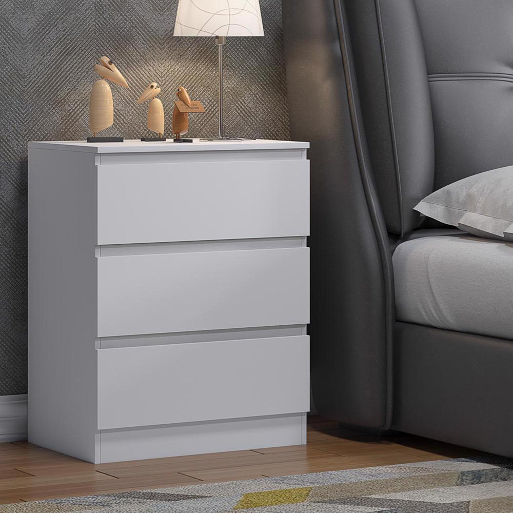 FWStyle Carlton 3 Drawer Matt White Chest of Drawers Image 4