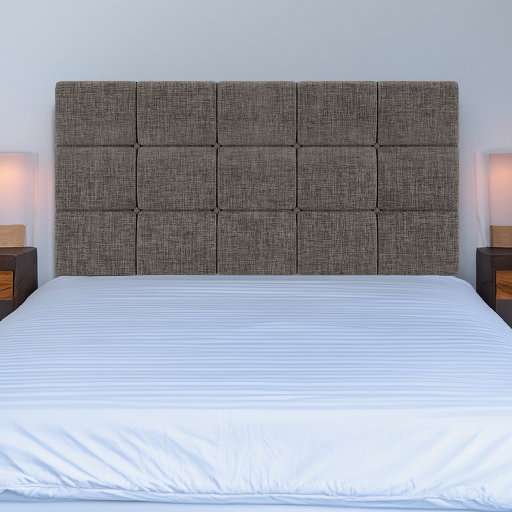 Bedmaster Super King Slate Linen Pearl Squared Headboard Image 1
