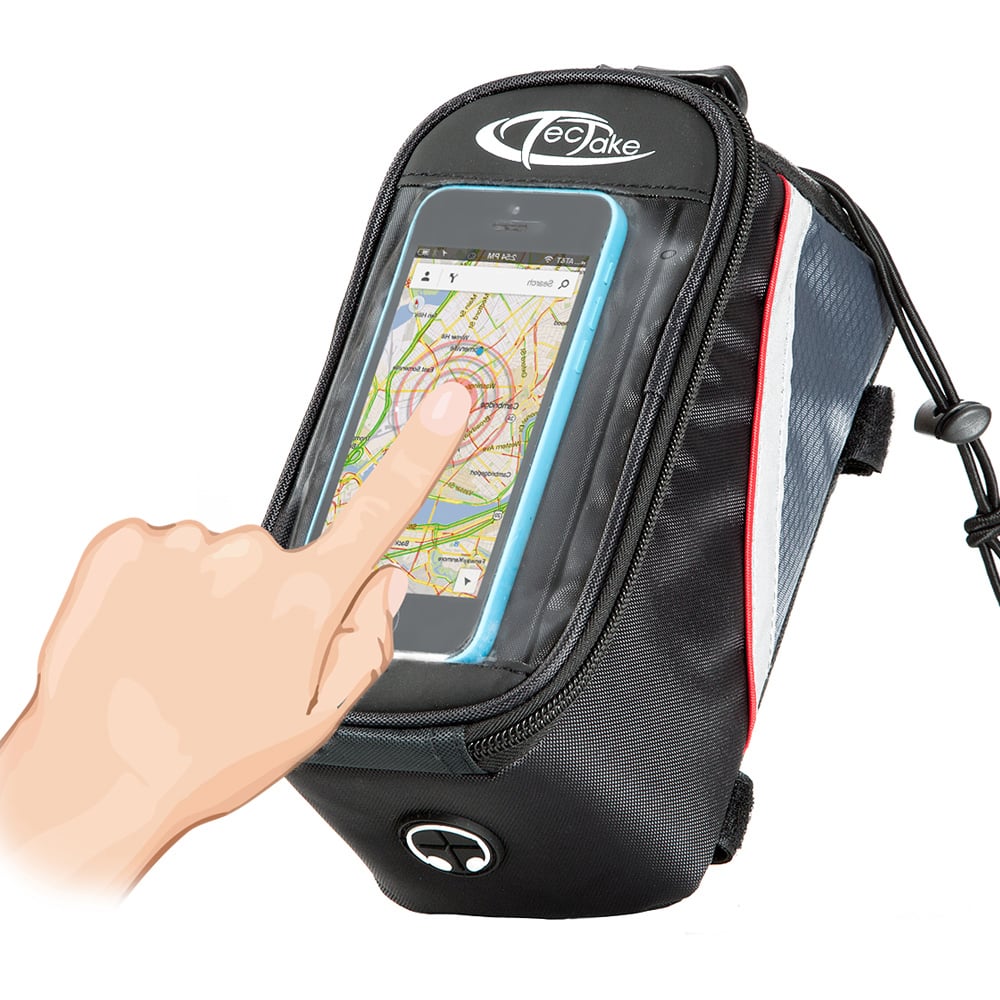 tectake Black Grey and Red Bike Phone Holder Image 3