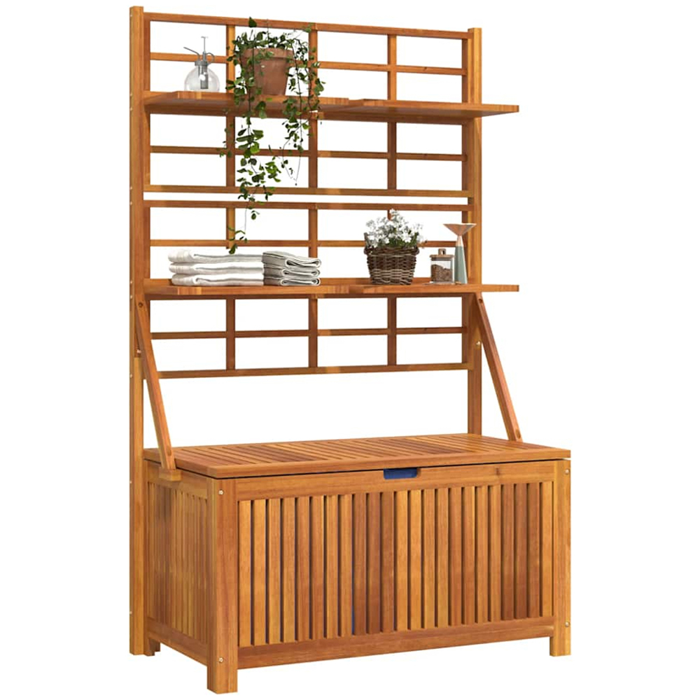 vidaXL 160 x 99 x 50cm Brown Acacia Wood Garden Storage Box with Trellis and Shelves Image 2