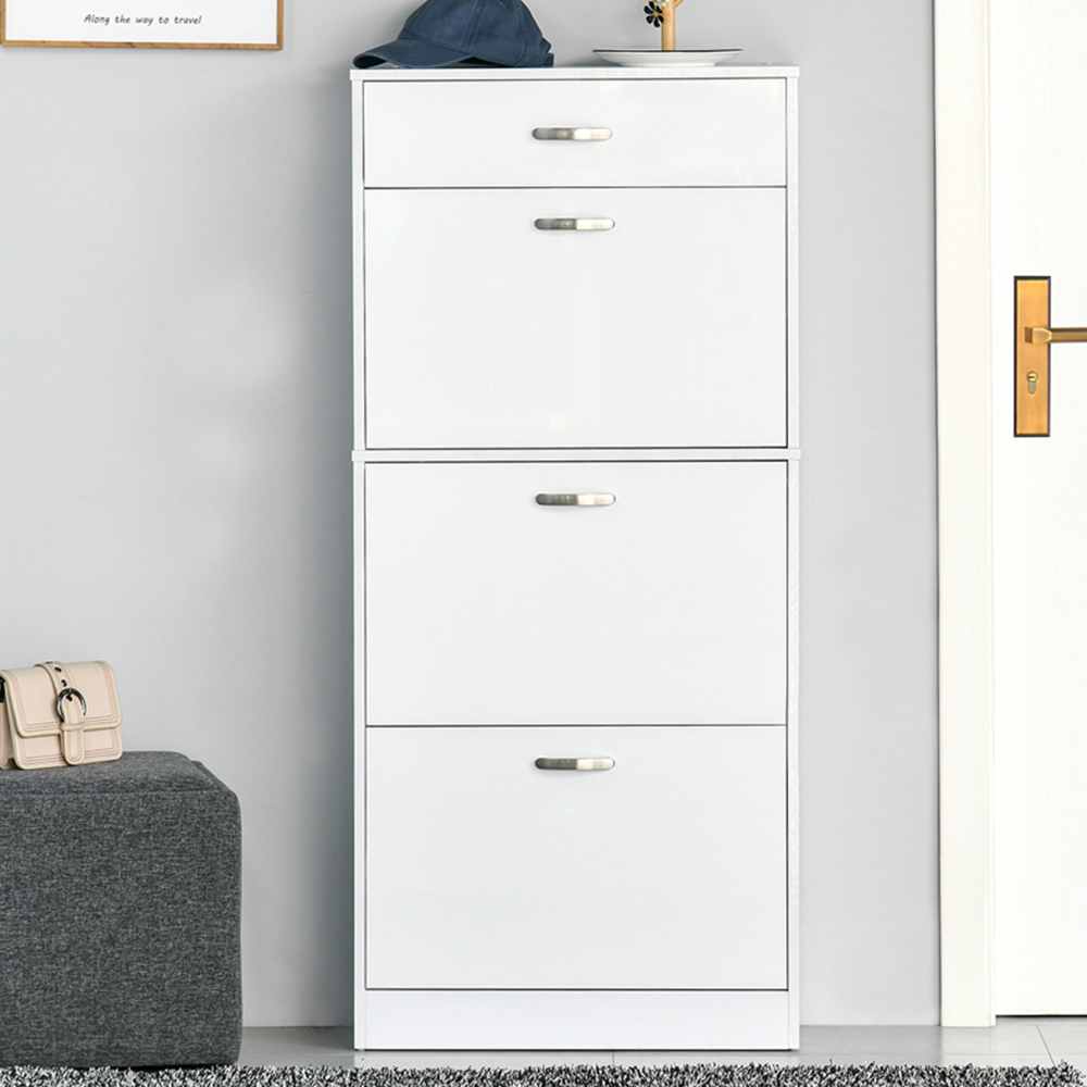 HOMCOM 4 Drawer High Gloss Shoe Cabinet Image 1