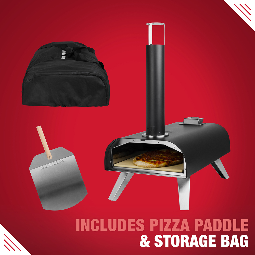 George Foreman Black 12 inch Wood Pellet Outdoor Pizza Oven with Carry Bag and Paddle Image 8