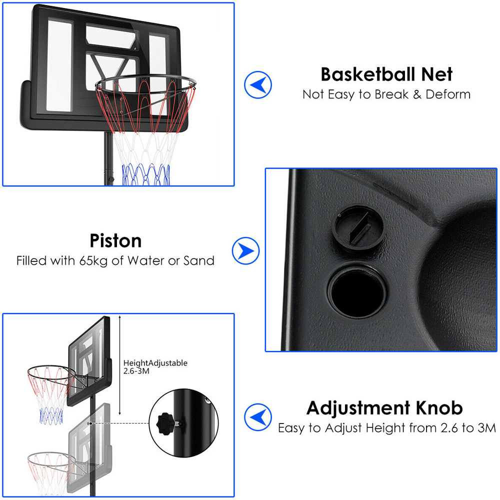 Costway Adjustable Basketball Stand with Wheels Image 8