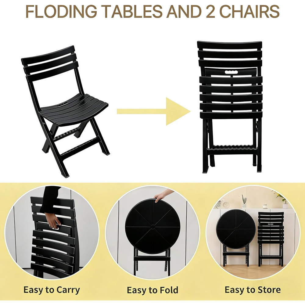 Alivio 2 Seater Black Foldable Bistro Set Image 5