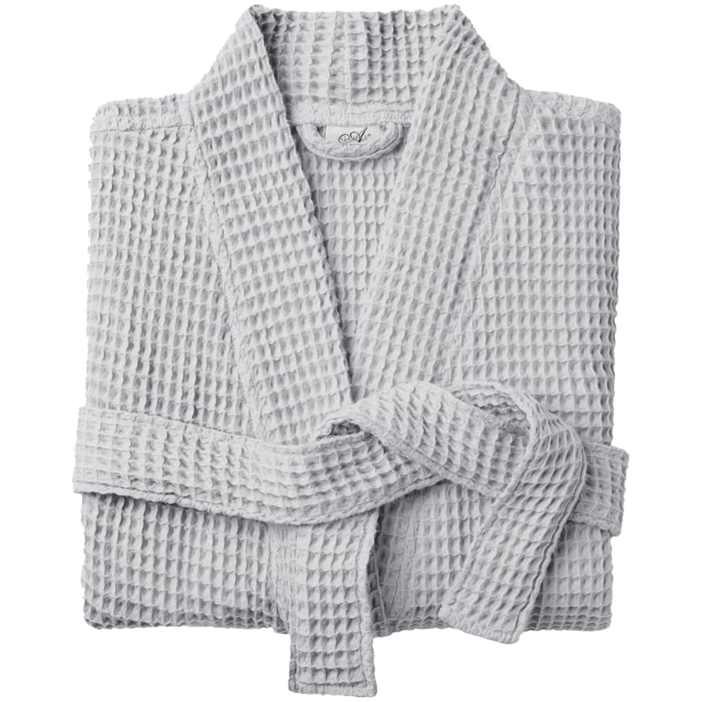 Allure Bath Fashions Small to Medium Grey Waffle Kimono Waffle Bathrobe Image 1