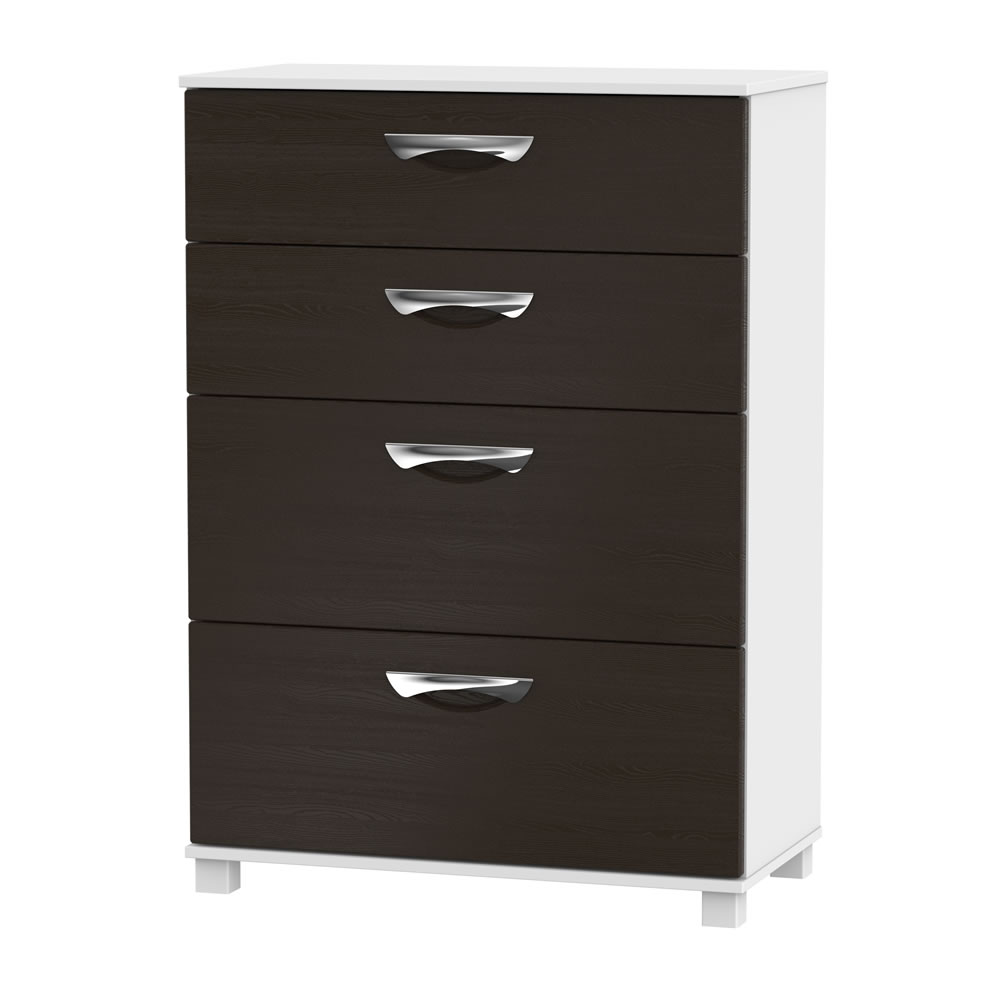 Barcelona Graphite and White 4 Drawer Deep Chest of Drawers Image 1