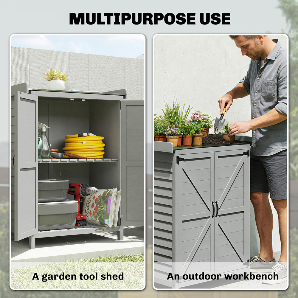 Outsunny 2.3 x 1.2ft 2 Door Grey Wooden Garden Shed Image 3