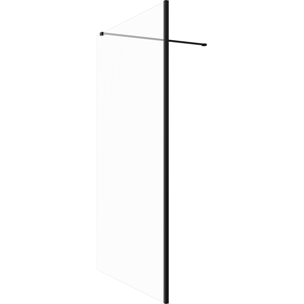 Bathstore Nero Glass Wetroom Shower Panel with Matt Black Profile and Front Bar 1000mm Image 3