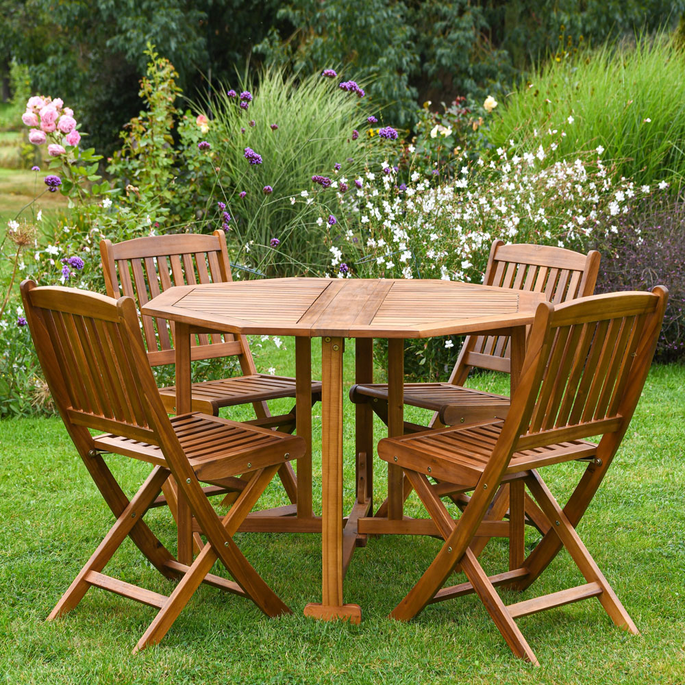 Garden Gear 4 Seater Acacia Dining Set Image 1