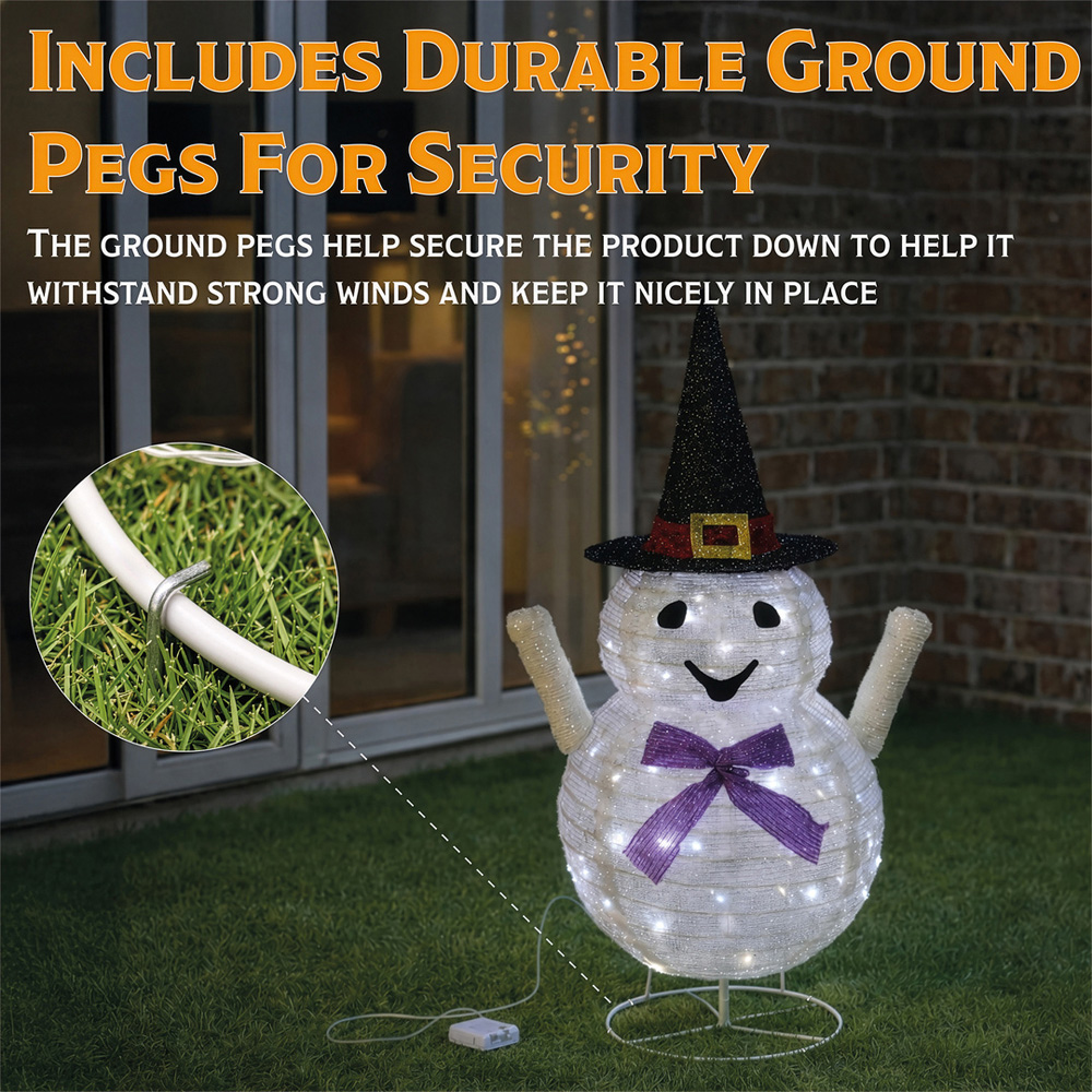 FXLab 40 Warm White LED Foldable Ghost Halloween Decoration 82cm Image 4