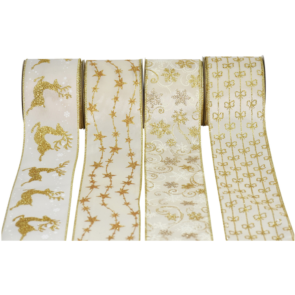 Cream and Gold Festive Ribbon Image 3