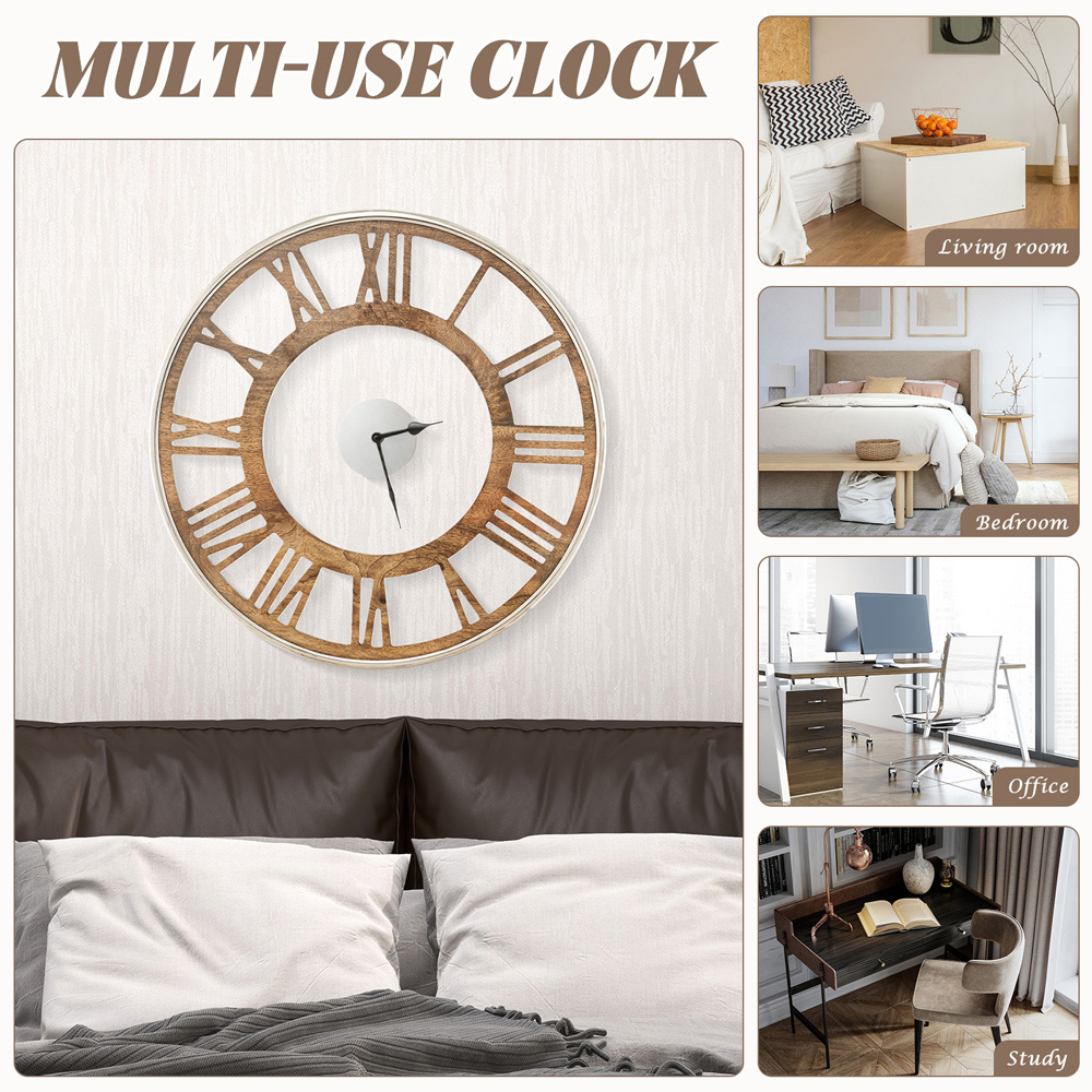 Costway Classic Frame Large Round Silent Wall Clock 50cm Image 7
