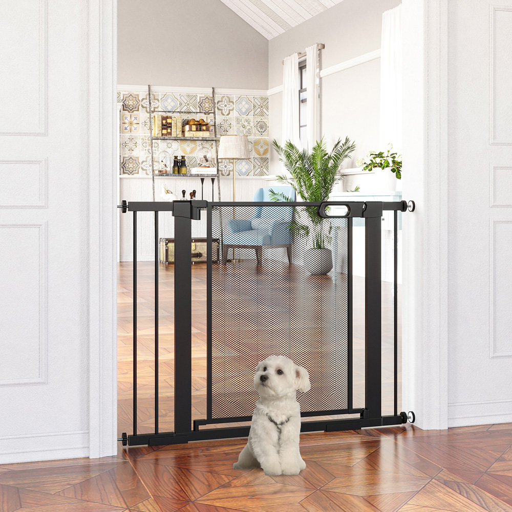 PawHut Black 75-103cm Stair Pressure Fit Pet Safety Gate Image 2