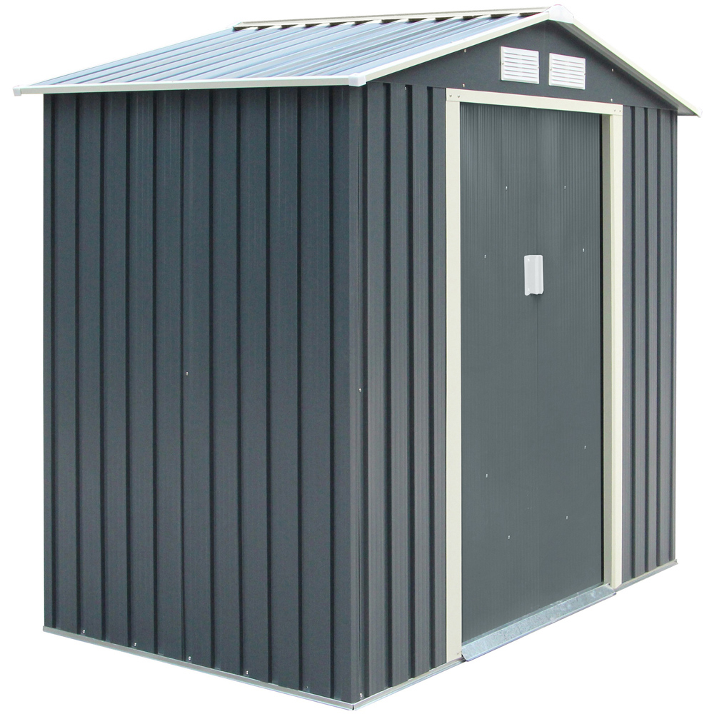 Rowlinson Trentvale Metal Apex Shed Dark Grey with Foundation Kit 6 x 4ft Image 1