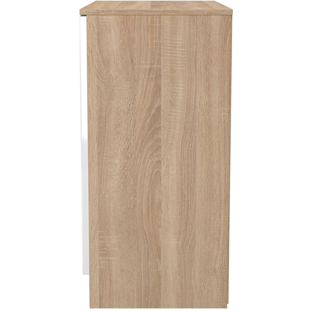Crowndale Milan 2 Door White Gloss and Bardolino Oak Storage Cabinet Ready Assembled Image 3