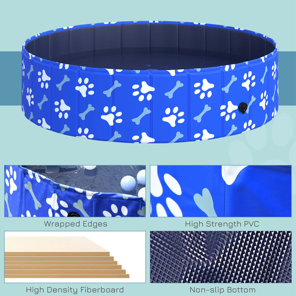PawHut 120cm Foldable Printed Paddling Pool Blue and White Image 6