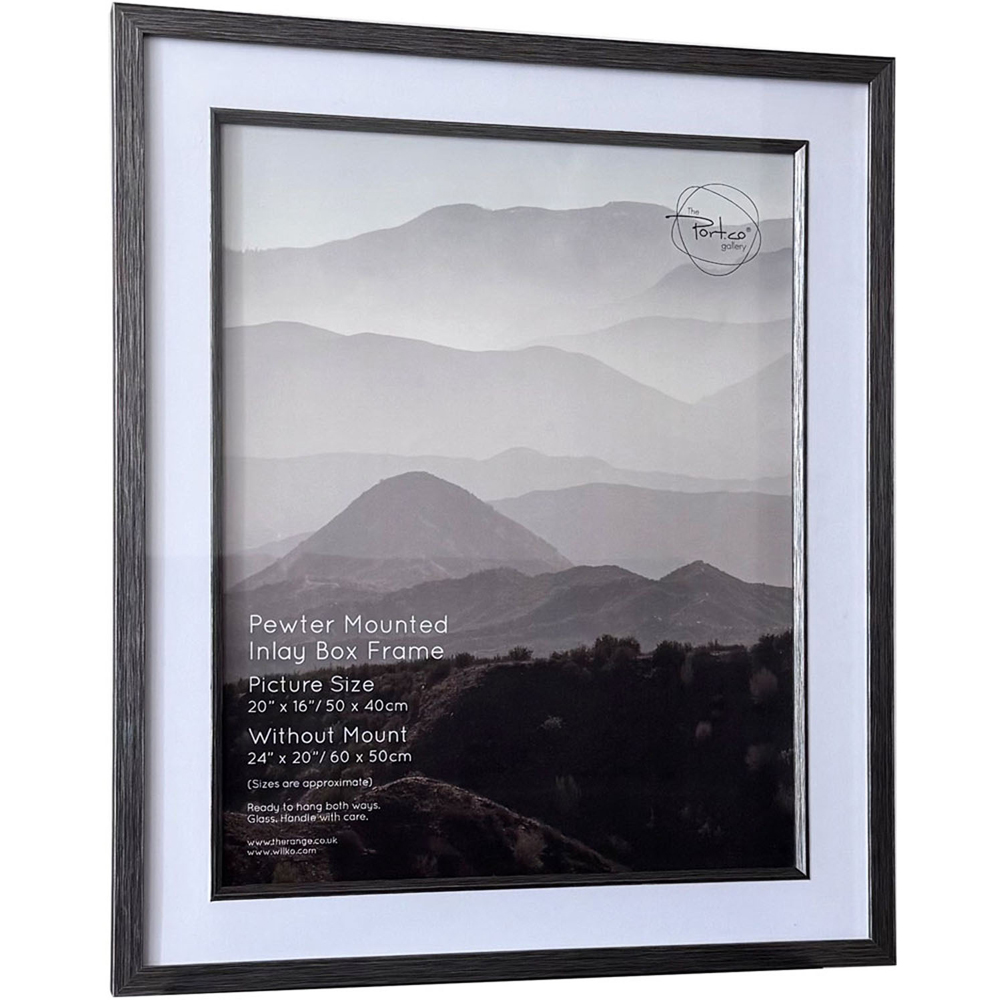 Mounted Inlay Box Photo Frame Pewter 20 x 16 inch Image 1