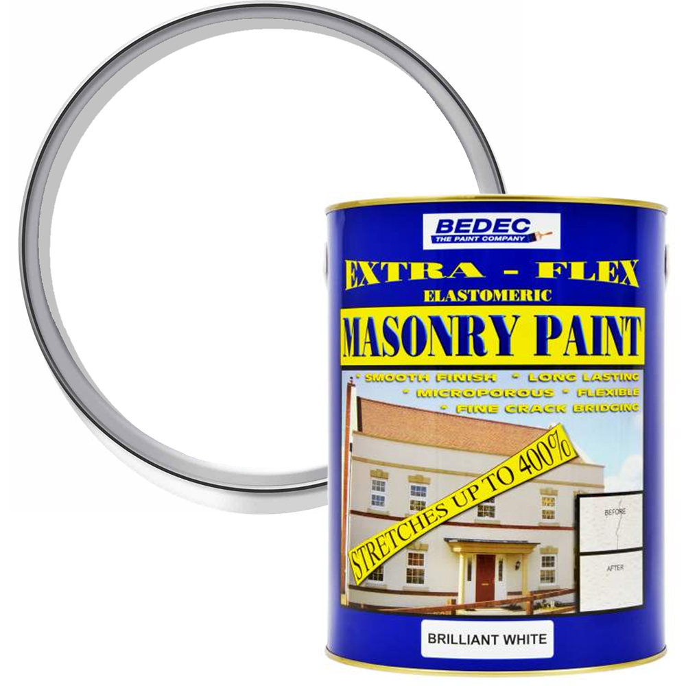 Bedec Brilliant White Extra Flex Elastomeric Masonry Paint 5L Image 1