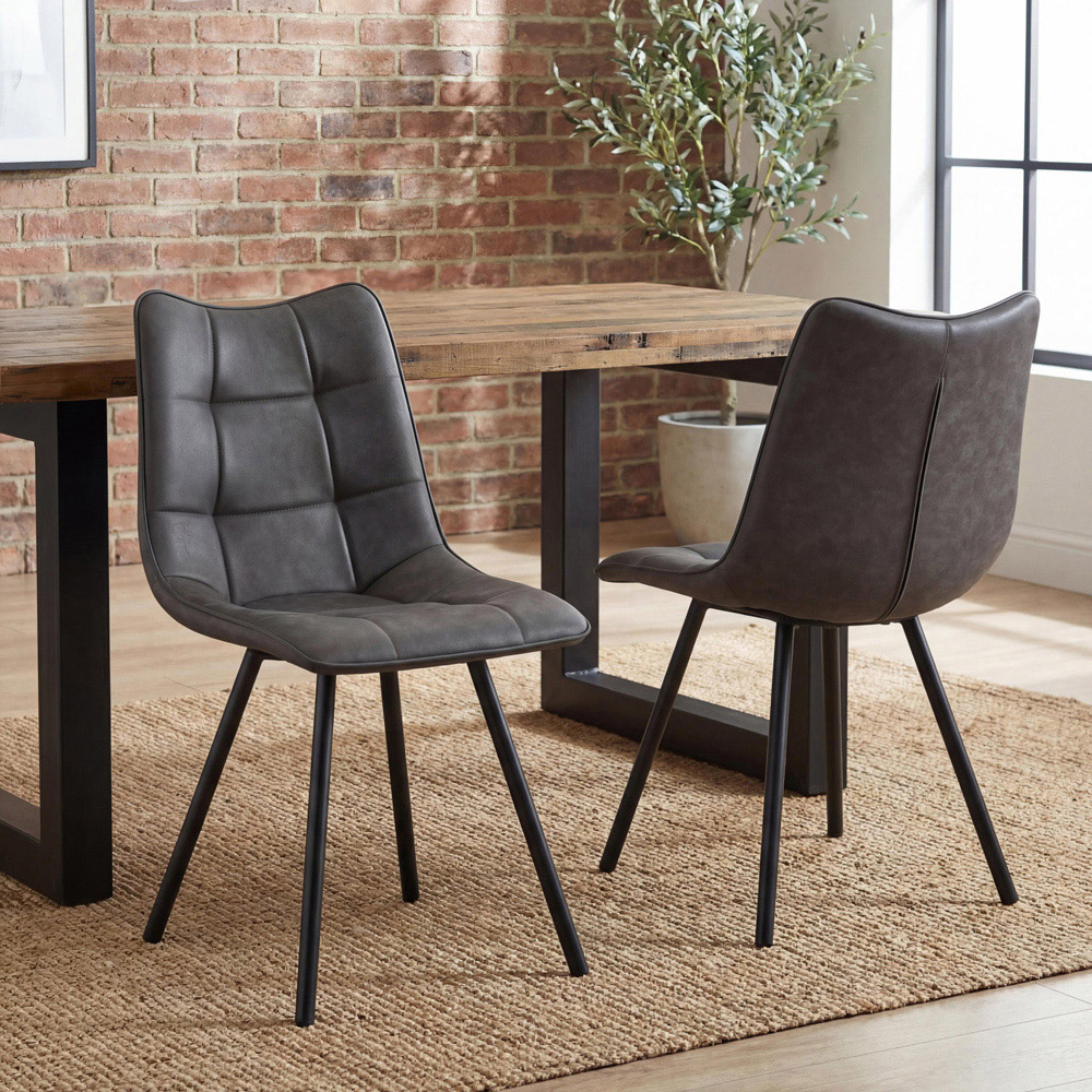 Portland Harper Grey Faux Leather Dining Chair Image 8