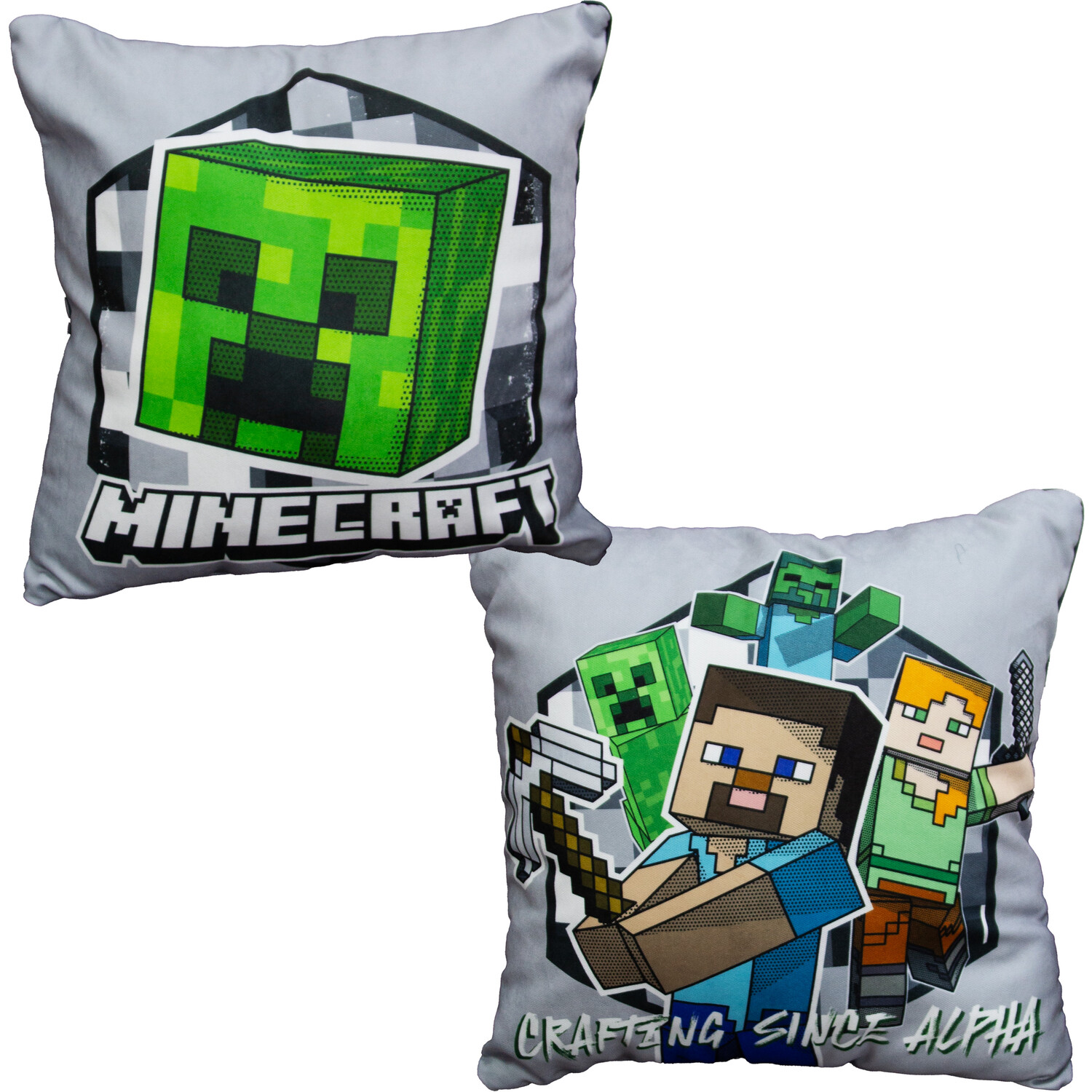 Minecraft Drawn Cushion - Grey Image 2