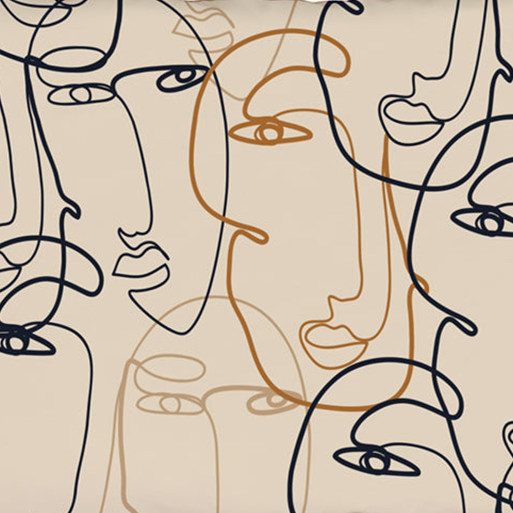 Benjamin Tate Design Cream Line Drawing of Faces Cushion 45 x 30cm Image 3