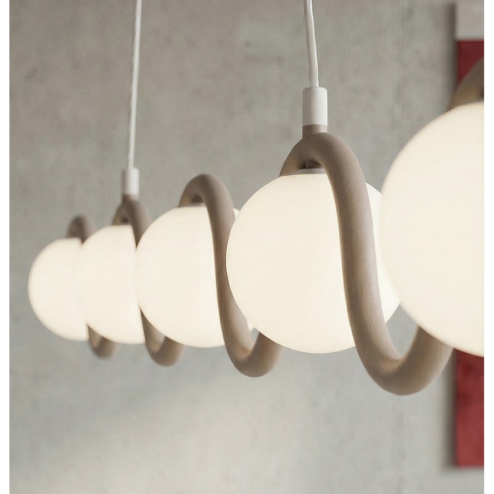 Emibig Sinus 5 Light Beige Linear Design G9 Ceiling Pendant Light Image 7