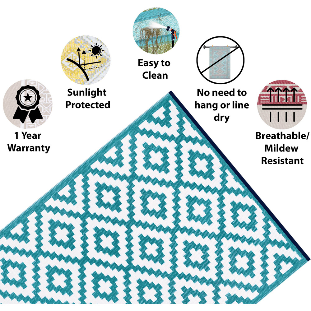 Green Decore Nirvana Teal Blue and White Outdoor Rug 120 x 180cm Image 4